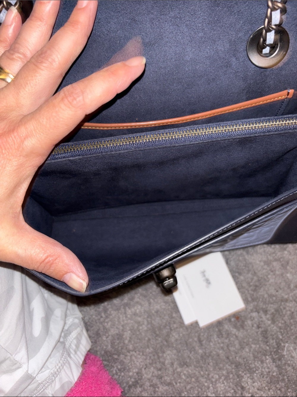 Coach Pebbled Leather Chain Shoulder Bag in Light Blue - Picture 11 of 12